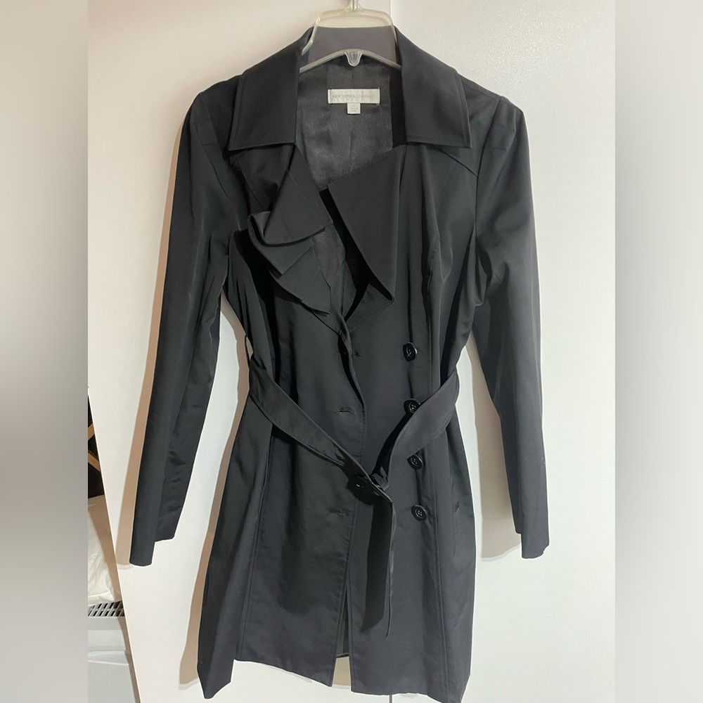 Black waterproof belted jacket